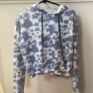 PINK LILY medium blue & white tye dye hoodie